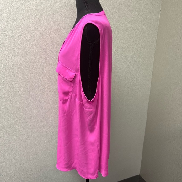 Worthington Pink Sleeveless Blouse 3X Plus Size Career Chic Pocket Top - Picture 4 of 9